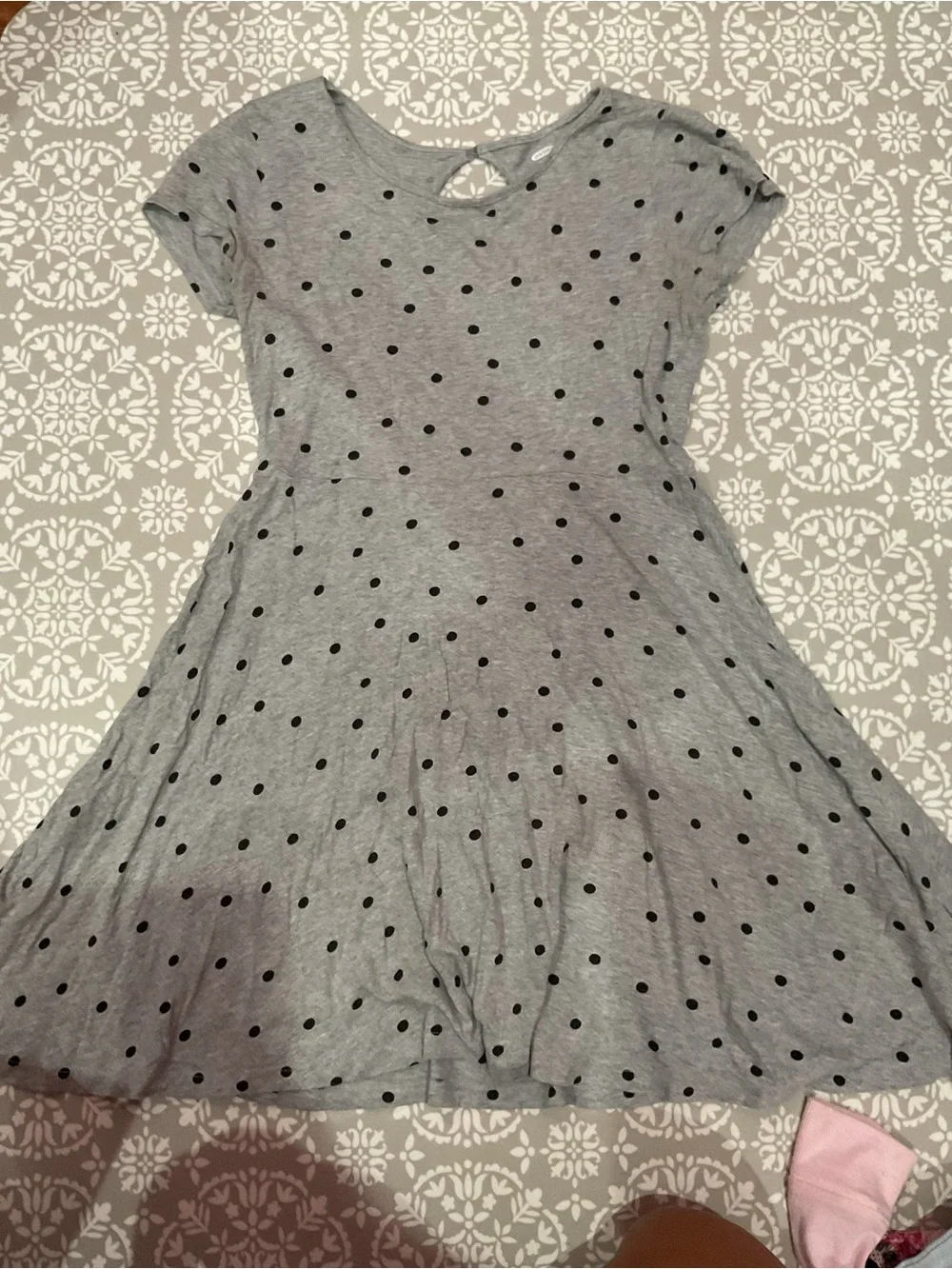Old Navy Girls Gray Polka Dot Dress Size L (10–12) Like New